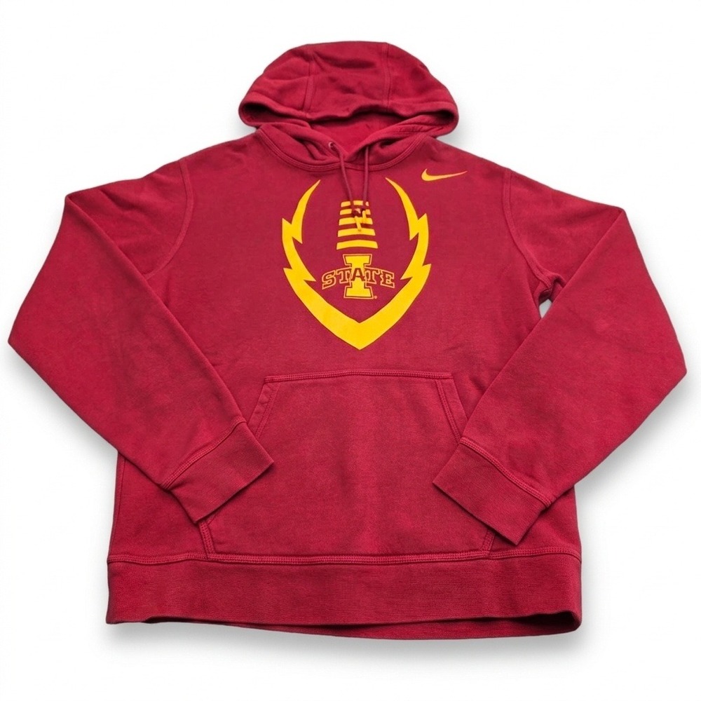 Nike Iowa State Cyclones Hoodie Mens Medium‎ Red Yellow Logo Pullover NCAA ISU